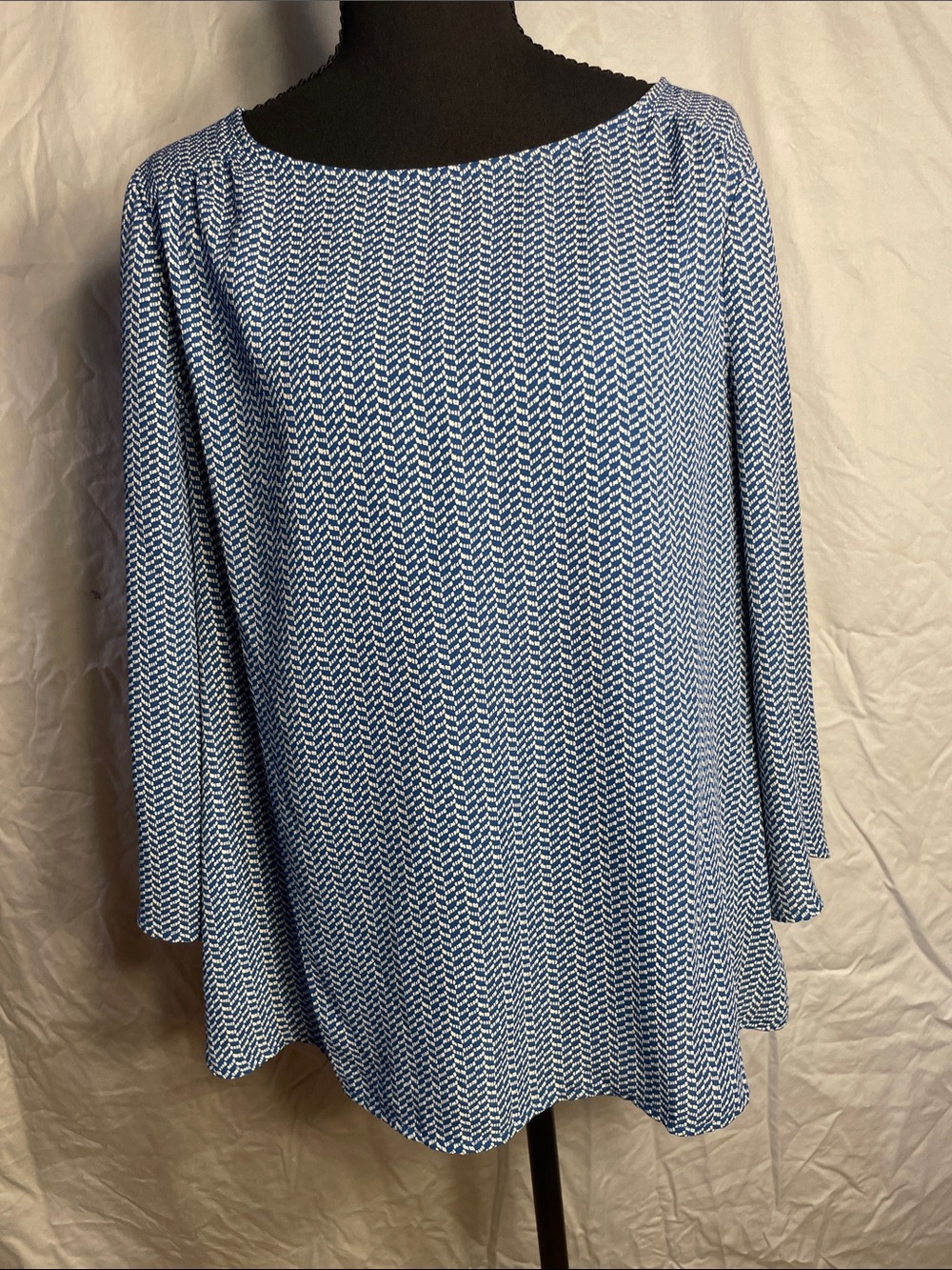 The Limited Blue Chevron Boatneck Tunic